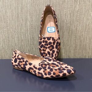 Time and Tru Leopard Print Flats Faux Suede Memory Foam Loafers NWOT